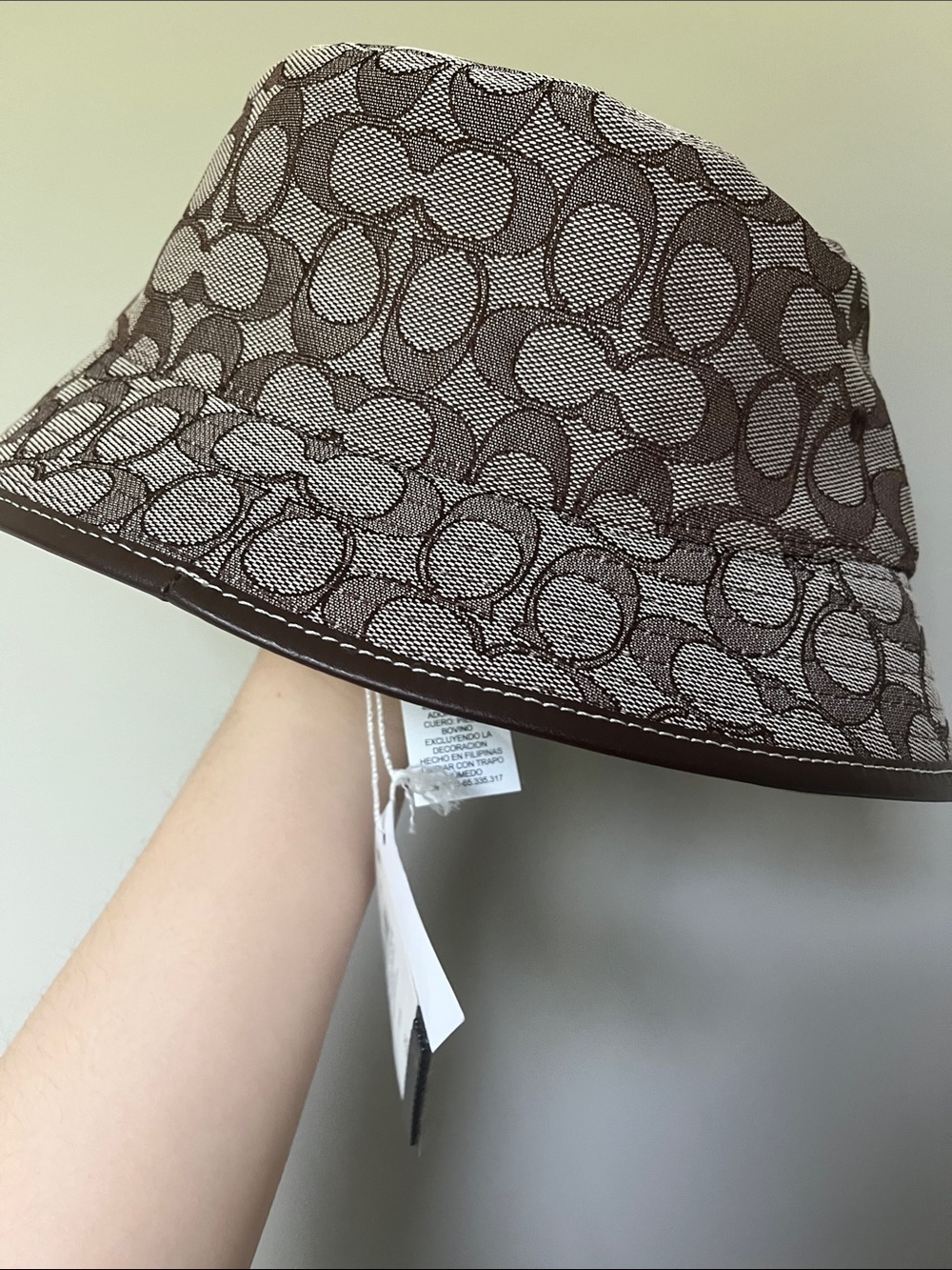 BNWT Coach Brown Signature Jacquard Bucket Hat